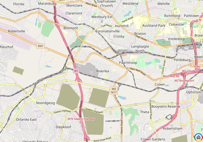 Map location of Riverlea - JHB